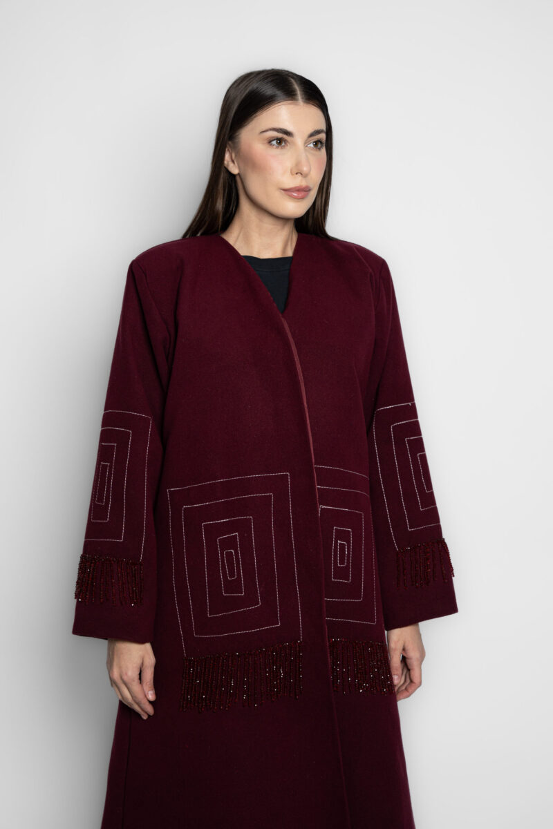 stitch-embroidered wool abaya - Image 5